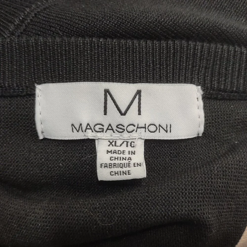 Magaschoni black tan beige blend crew neck pullover sweater ladies XL X-Large - Picture 6 of 7
